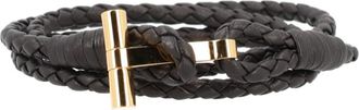 Tom Ford Dark Brown Braided Leather Bracelet