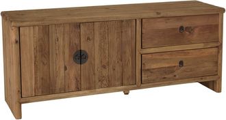 Macabane Soporte de TV de 2 cajones y 2 puertas, longitud 155cm, pino recuperad