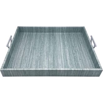 Mariposa Capri Faux Grasscloth Tray in Aqua at Nordstrom