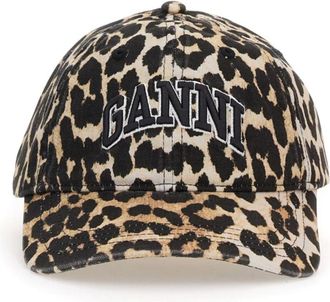 Ganni Baseballpet met luipaardprint - Dames - Petten - Bruin - ONE Size - Accessoires