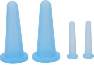 OEM Ventosas De Silicona Para Masaje Facial Y Corporal (4 Piezas), Tratamiento Anticelul&iacute;tico Para Uso Dom&eacute;stico, Color Azul