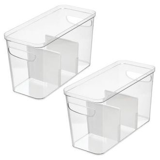 iDesign 3-Section Divided Pantry Organizer Bin - Set of 2 - Clear/White at Nordstrom