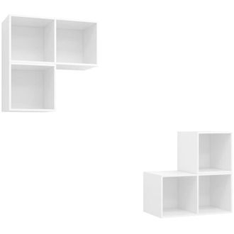 vidaXL Juego De Muebles De Sal&oacute;n 4 Piezas Madera De Ingenier&iacute;a Blanco Vidaxl