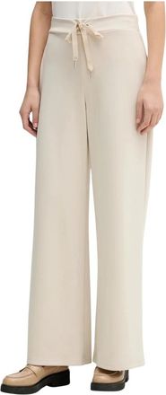 Joseph Ribkoff Scuba Jersey Wijde Pijp Broek Met Trekkoord - Dames - Wijde Broeken - Beige - M - Polyester - Broeken