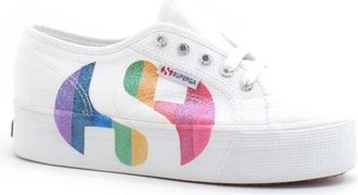 Superga 2790 Cotw Printed Logo Glitter - Dames - Sneakers - Wit - 35 EU - Schoenen
