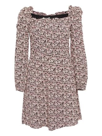 Maje 2024 pre-owned puff-sleeves floral mini dress - women - Viscose - 6 - Black