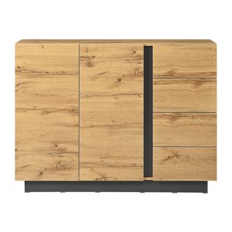 Urban Meuble Aparador efecto madera con 2 puertas y 4 cajones, 120x35,5x90,5 cm