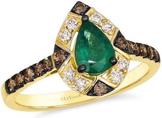 Le Vian 14K 0.90 Ct. Tw. Diamond & Costa Smeralda Emeralds Cocktail Ring