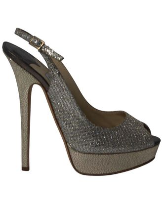 Jimmy Choo London Womens Leather Vita Glitter Pump (Authentic Pre-Loved)