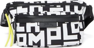Longchamp Leather Trimmed Large Belt Bag in Blk/white at Nordstrom Rack