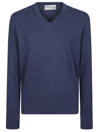 Ballantyne Plain Fitted V-Neck Cashmere Sweater