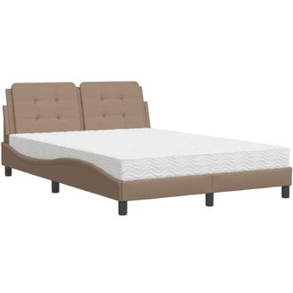 vidaXL Vidaxl - Cama Con Colch&oacute;n Cuero Sint&eacute;tico Capuchino 120x200 Cm