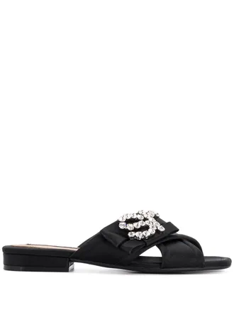 Sergio Rossi SR Icona embellished slides - Black