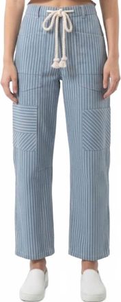 Bibi Utility Wide-Leg Denim Pants In Coastal Stripe
