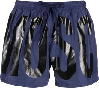 Moschino Beachwear, male, Blue, S, Print Logo Short Swim Shorts