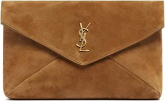 Saint Laurent Large Cassandre Envelope Clutch - Dames - Clutches - Bruin - ONE Size - Leer - Tassen