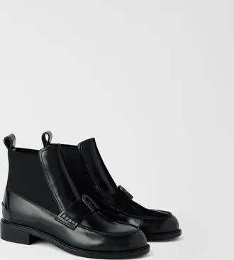Furla College Ankle Boots Nero Black Calf Leather With Shining Effect Woman