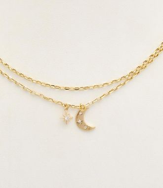 Rachel Reinhardt Jewelry 14K Plated Labradorite Cz Celestial Necklace