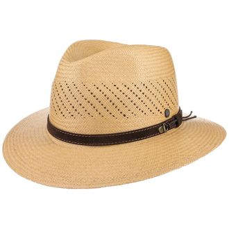 Lierys Mens Air Panama Hat - Handmade in Ecuador - Sun hat Made of Panama Straw - Woven Straw Traveller - Fedora hat Spring/Summer Brown