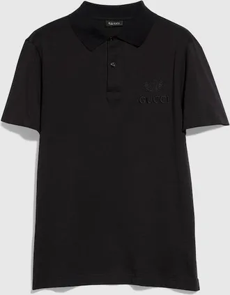 Gucci Cotton Jersey Polo Shirt With Embroidery, Size XXXL, Black