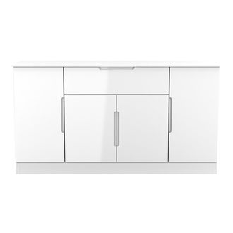 Lewis's Milan 4 Door 1 Drawer Wide Unit in White Gloss & White Matt - Ready Assembled - Lewiss Home | TJ Hughes