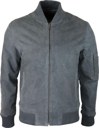 TruClothing Suede Bomber Jacket Leather Varsity Casual