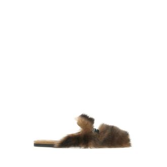 Dolce & Gabbana Shearling en Su&egrave;de Pantoffels - Dames - Pantoffels - Bruin - 37 EU - Su&egrave;de - Schoenen