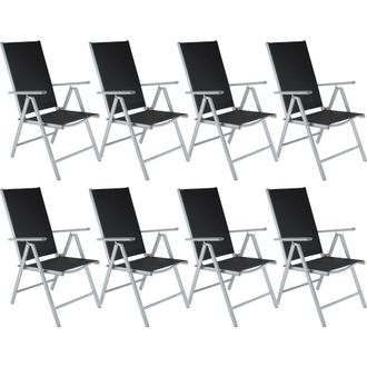 TecTake Folding garden chairs with adjustable backrests, mesh fabric in Black | Size: XL