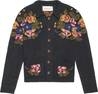 Baziszt floral nissan cardigan - Black