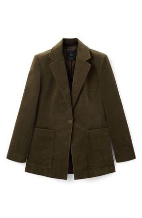 Mango Stretch Velveteen Jacket in Khaki Green at Nordstrom Rack, Size X-Large