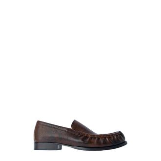 Dries Van Noten Mocasines de piel granulada - Shoes - Mujer - Marr&oacute;n - 38 1/2 EU