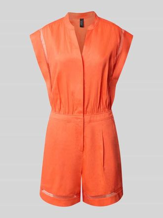 Marc Cain Jumpsuit aus Leinen-Mix mit Loch-Stickerei in Koralle, Gr&ouml;&szlig;e 34