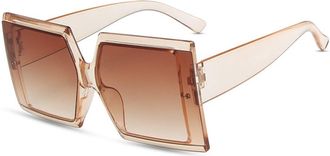 Generic Square Large Frame Mens Sunglasses Outdoor Womens Vacation Driving Sun Glasses(Orange)