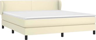 vidaXL Cama Box Spring Con Colch&oacute;n Cuero Sint&eacute;tico Crema 160x200 Cm Vidaxl