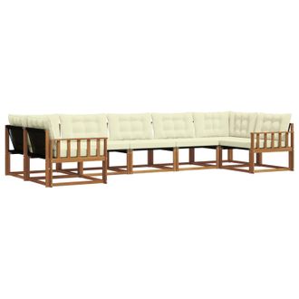 vidaXL Conjunto De Sof&aacute;s De Exterior Con Coj&iacute;n 7 Pcs Natural Y Crema Vidaxl