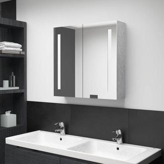 vidaXL Armario De Ba&ntilde;o Con Espejo Led Gris Hormig&oacute;n 62x14x60 Cm Vidaxl