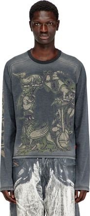 Diesel Long-sleeve T-shirt with graphic motif - T-Shirts - Man - Black
