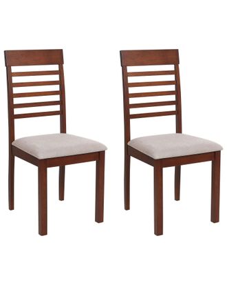 Beliani Beliani - Set Di 2 Sedie Da Pranzo Imbottite In Legno Scuro Tortora Ortley