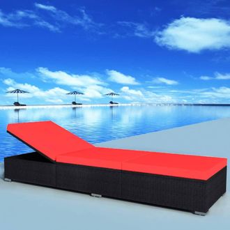 vidaXL Vidaxl - Lettino Prendisole Con Cuscino In Polyrattan Nero