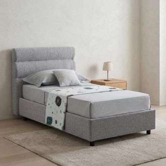 Dmora Cama Individual Brenta, Desenfundable, Con Almacenaje, Made In Italy, Medida Colch&oacute;n 80x200 Cm, Gris