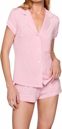 Eberjey Gisele Tencel Modal Shortie Short Pajama Set In Pink Nectar Ivory