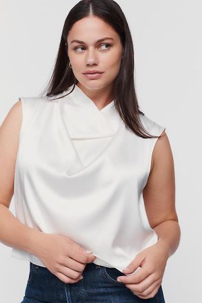 Anthropologie By Anthropologie Opal Stretch Silk Cowl Neck Top