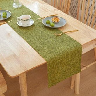 OEM Camino De Mesa De Lino Para Uso Dom&eacute;stico, 30x180 Cm, Camino De Mesa De T&eacute; Bellamente Elaborado - Verde Frutal