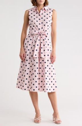 Calvin Klein Sleeveless Cotton Shirtdress in Blossom /Indigo at Nordstrom Rack, Size 12
