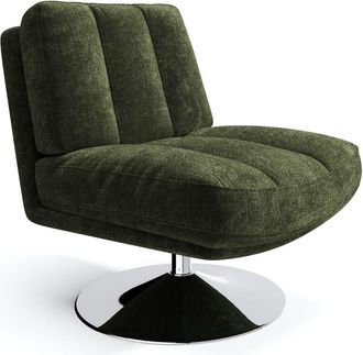 Sia Home Sill&oacute;n de sal&oacute;n giratorio base cromada terciopelo texturizado kaki