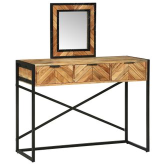 Berkfield Home Dressing Table with Mirror 100x40x120 cm Solid Wood Acacia in Brown | Size: 100 x 40 x 120 cm