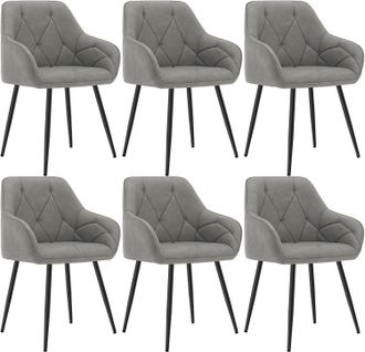 Woltu Woltu Juego De 6 Sillas Modernas De Cocina O Sal&oacute;n Acolchadas Con Patas De Metal. En Pu Vintage Gris Oscuro