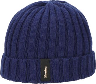 Borsalino Beige Hill Ribbed Cashmere Beanie Hat
