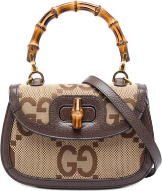 Gucci Pre-owned Gucci Small Jumbo GG Canvas Bamboo 1947 Top Handle Bag Ladies QXT92PVC3XFUHSTG