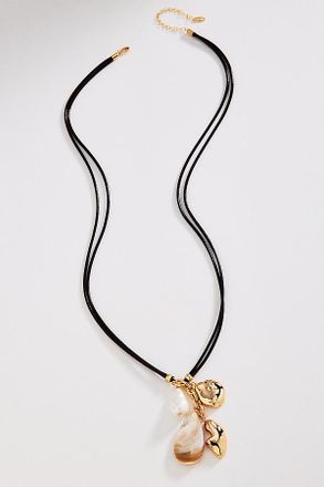Anthropologie Corded Stone Charm Pendant Necklace